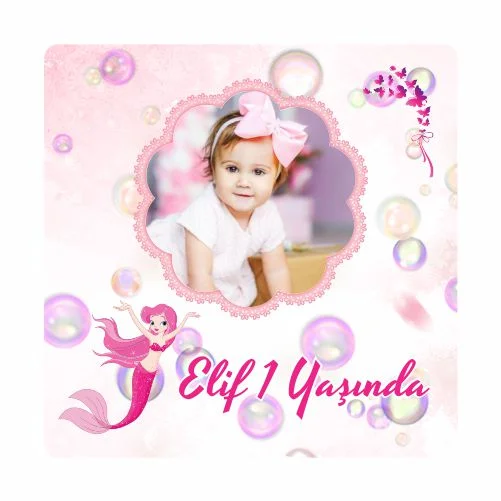 Deniz Kızı Temalı Doğum Günü Magneti